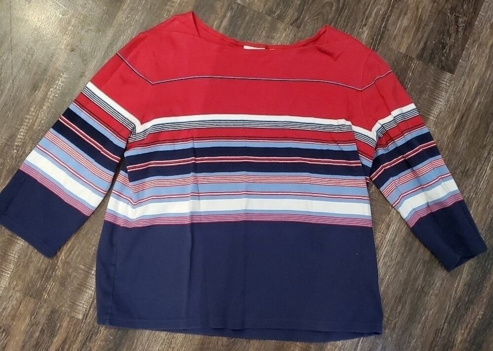 Classic Element Y2K 𝅺3/4 sleeve Multicolor Striped Shirt Plus Size 18